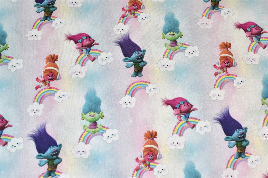 Pink Little Johnny Dinosaur Printed 100% Cotton Fabric