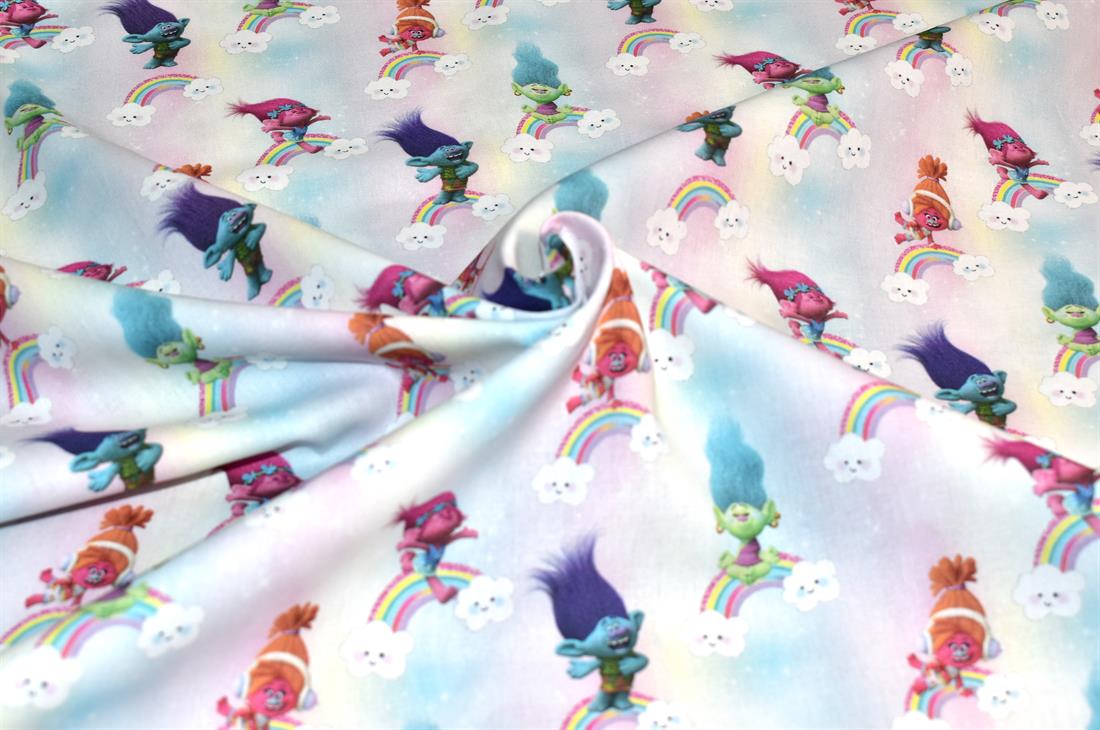 Pink Little Johnny Dinosaur Printed 100% Cotton Fabric