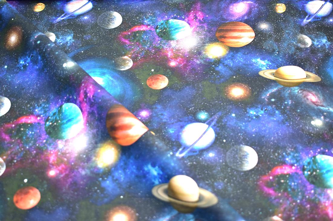 Navy Little Johnny Galaxy Printed 100% Cotton Fabric