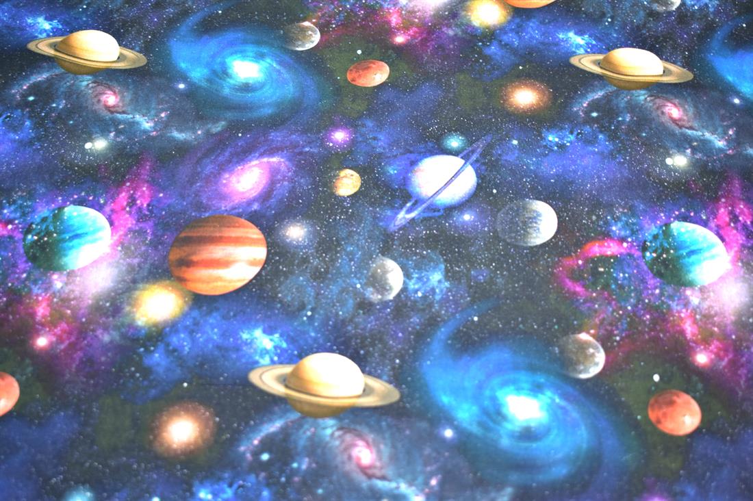 Navy Little Johnny Galaxy Printed 100% Cotton Fabric