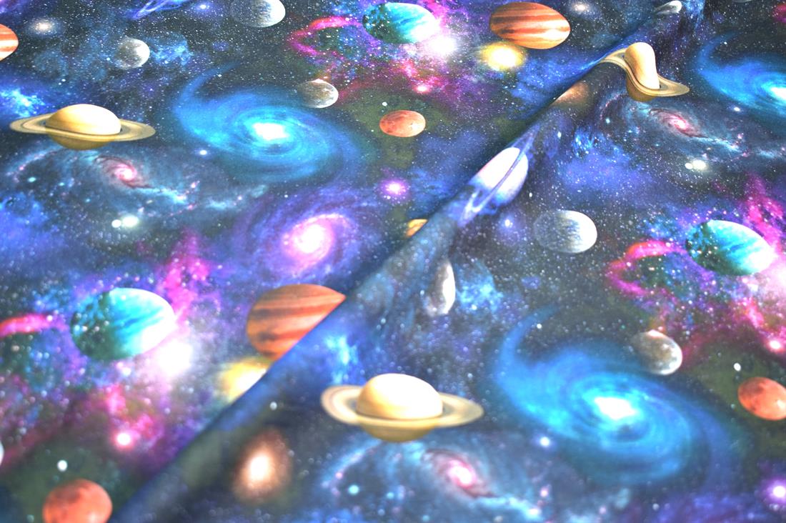 Navy Little Johnny Galaxy Printed 100% Cotton Fabric