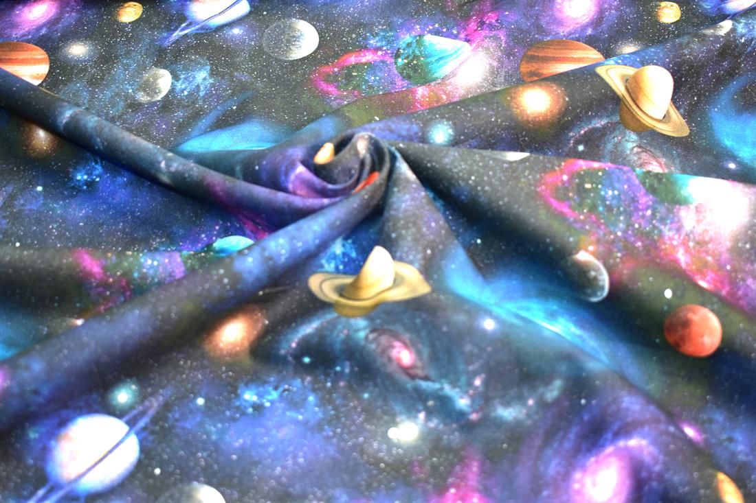Navy Little Johnny Galaxy Printed 100% Cotton Fabric