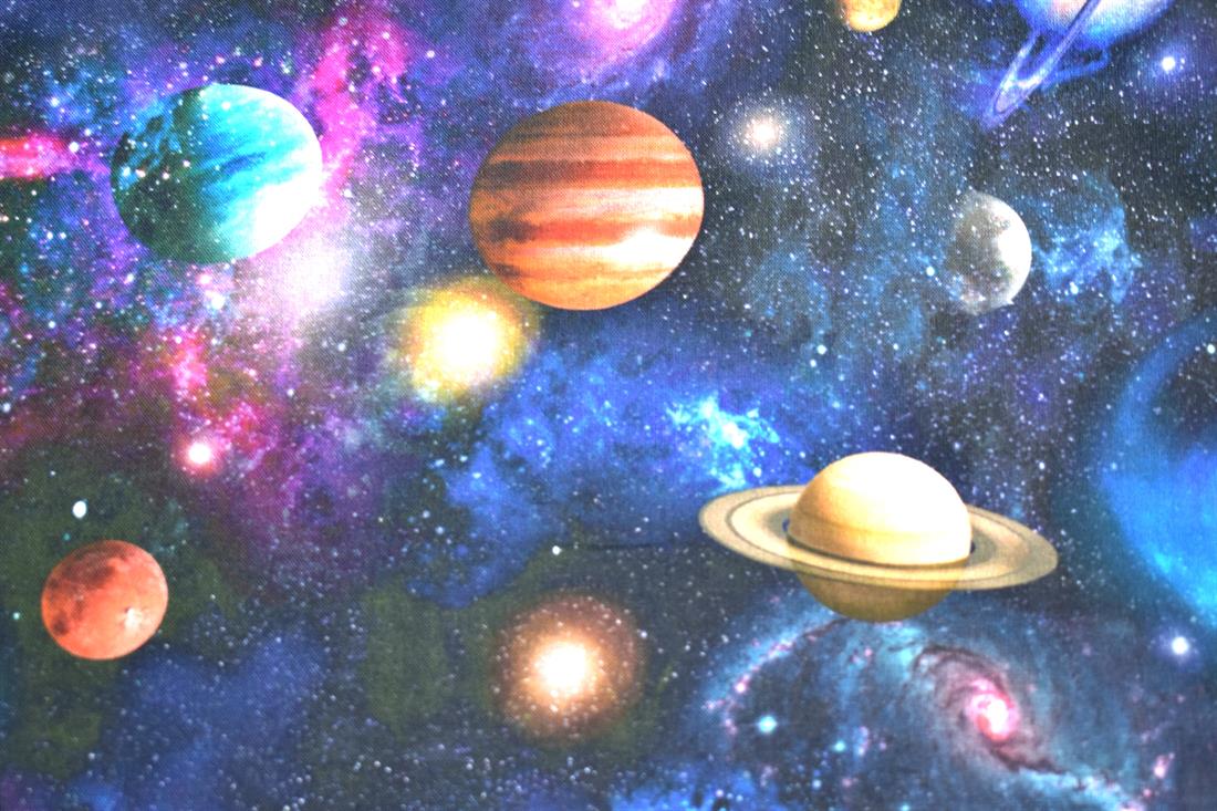 Navy Little Johnny Galaxy Printed 100% Cotton Fabric
