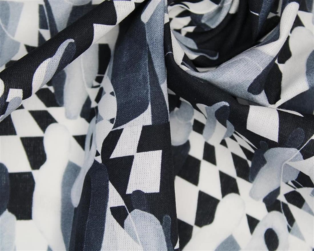 Grey Little Johnny Surrealist Illusion Cotton Printed 100% Fabric