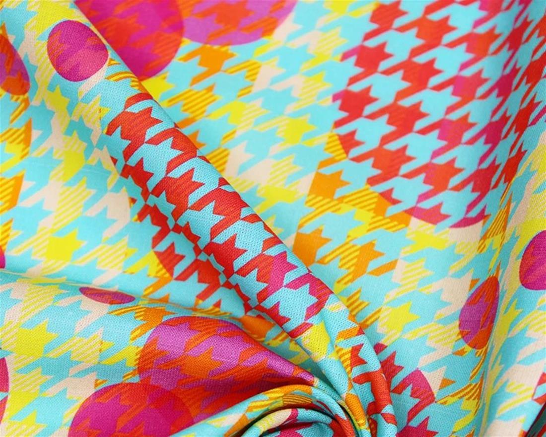 Cream Little Johnny Pop Art Dogtooth Cotton Printed 100% Fabric