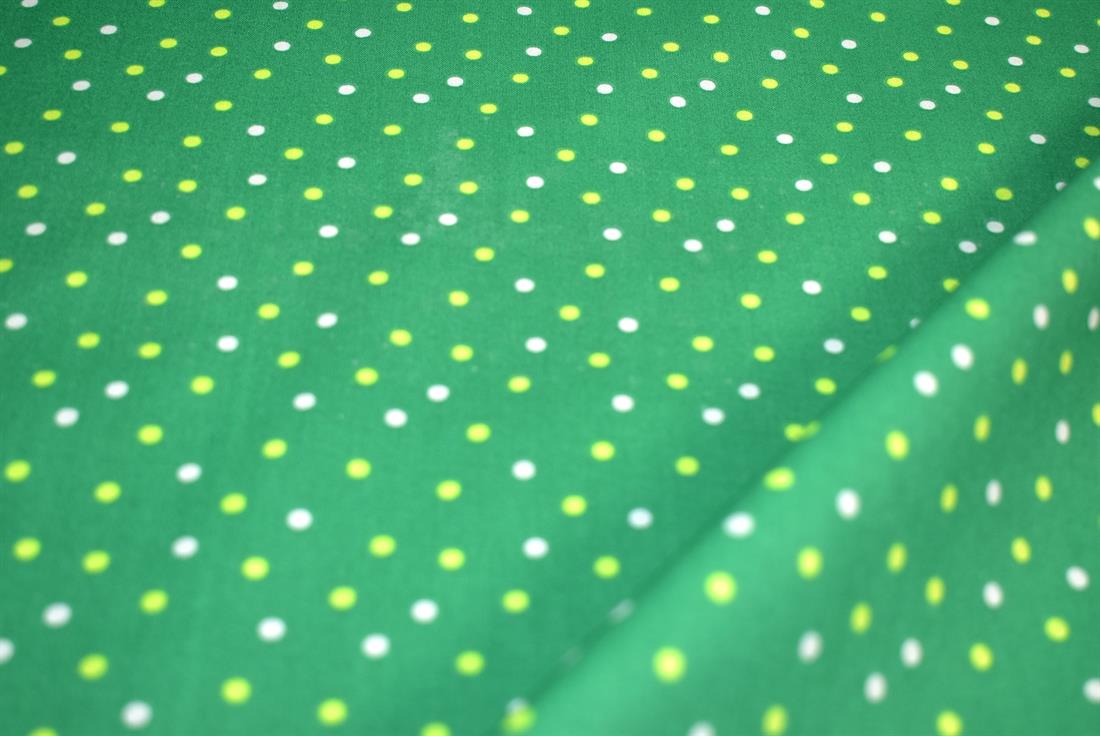 Green Polka Dot Printed 100% Cotton Fabric