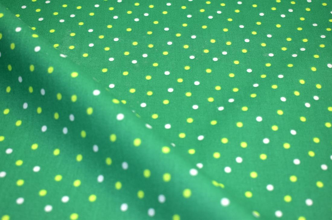 Green Polka Dot Printed 100% Cotton Fabric