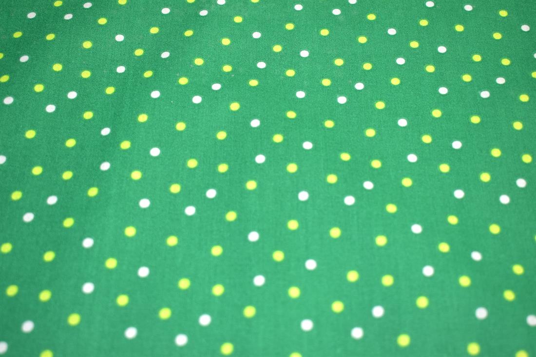 Green Polka Dot Printed 100% Cotton Fabric