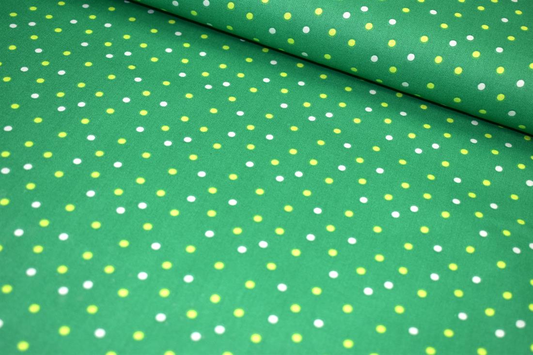Green Polka Dot Printed 100% Cotton Fabric