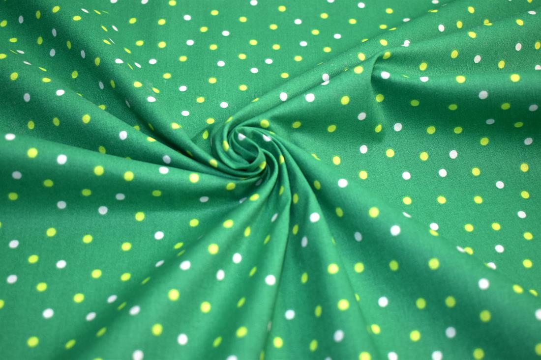 Green Polka Dot Printed 100% Cotton Fabric