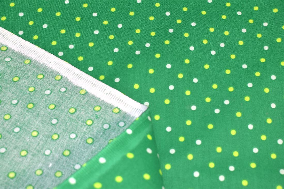 Green Polka Dot Printed 100% Cotton Fabric