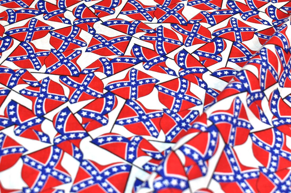 Red & Blue Confederate American Flag Printed 100% Cotton Fabric