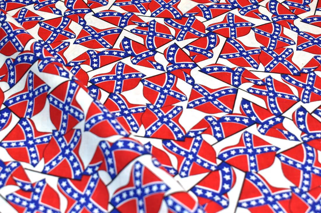 Red & Blue Confederate American Flag Printed 100% Cotton Fabric