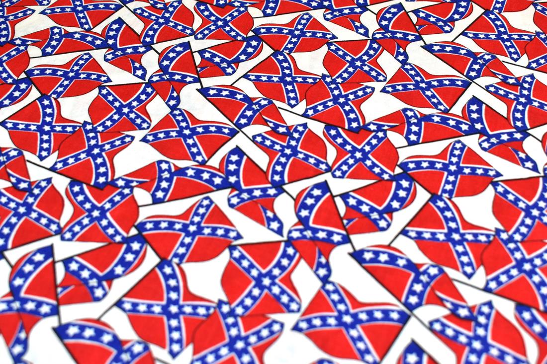 Red & Blue Confederate American Flag Printed 100% Cotton Fabric