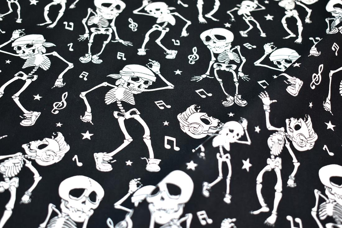 Black Skull Printed 100% Cotton Fabric