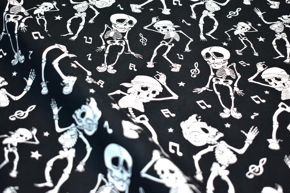 Black Skull Printed 100% Cotton Fabric