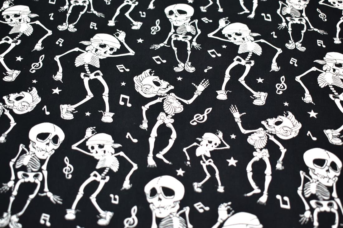 Black Skull Printed 100% Cotton Fabric