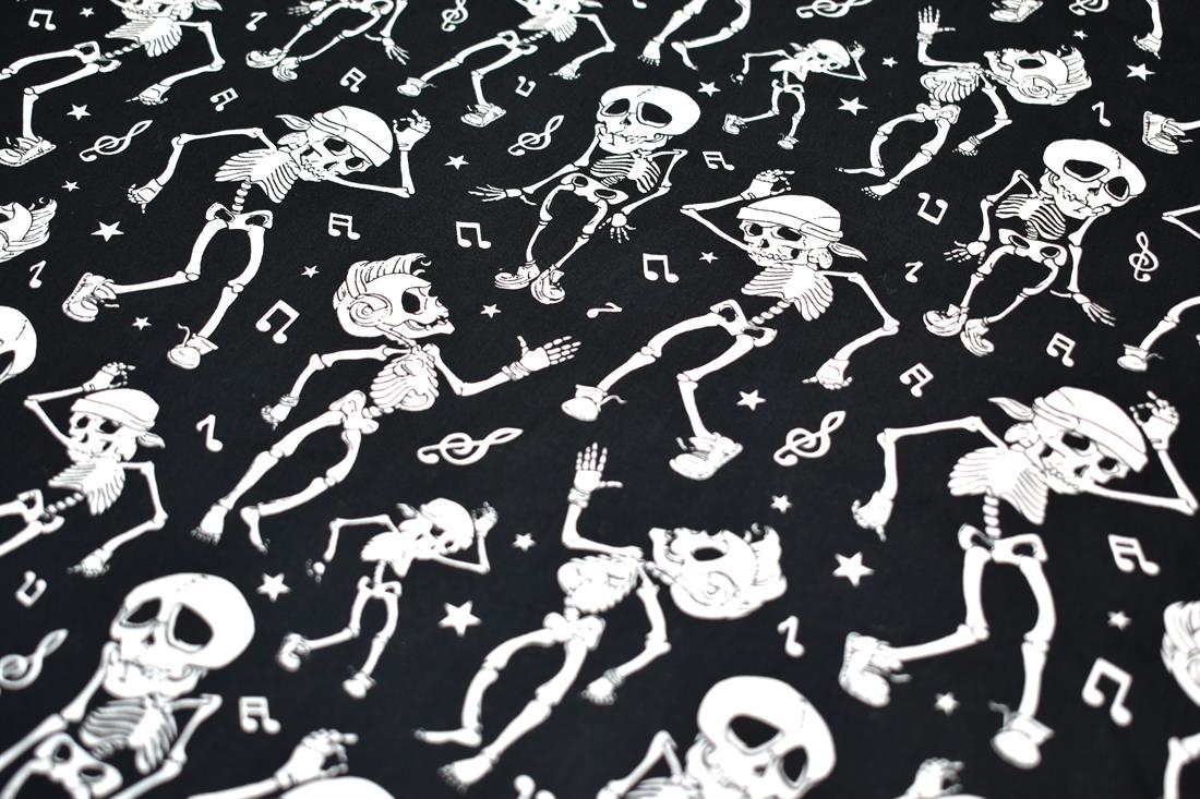 Black Skull Printed 100% Cotton Fabric
