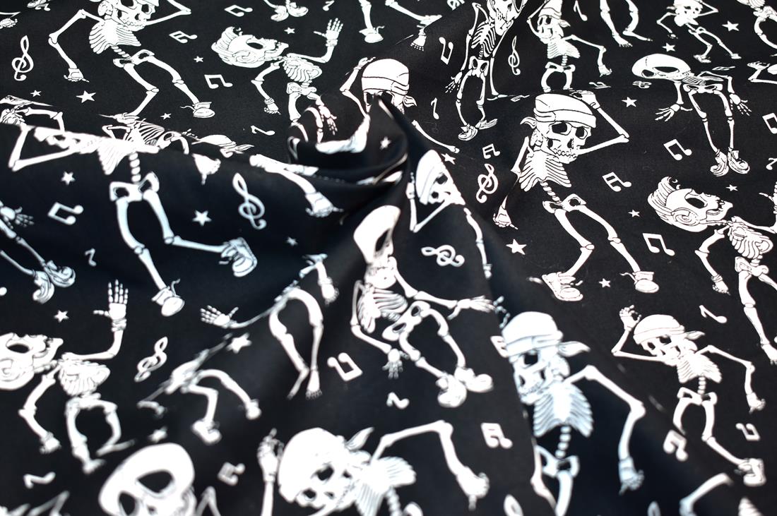 Black Skull Printed 100% Cotton Fabric