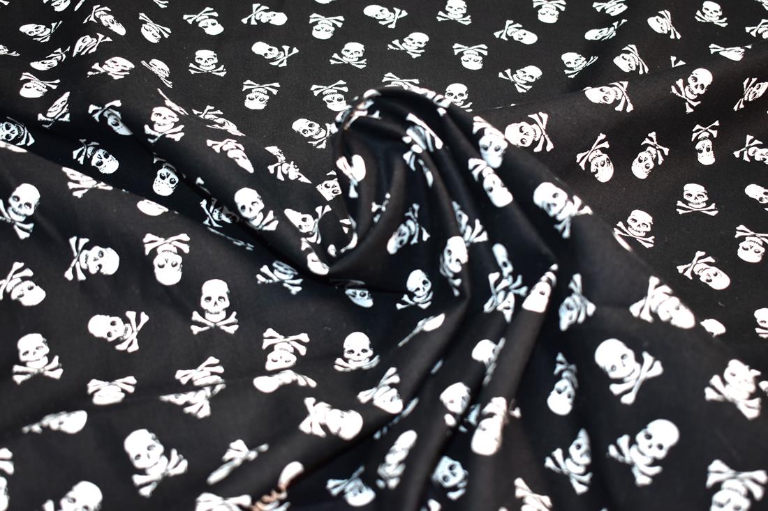 Black Skull Printed 100% Cotton Fabric