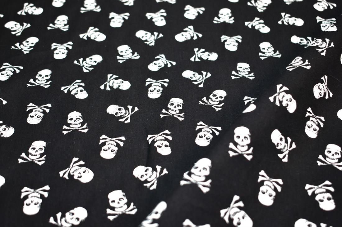 Black Skull Printed 100% Cotton Fabric