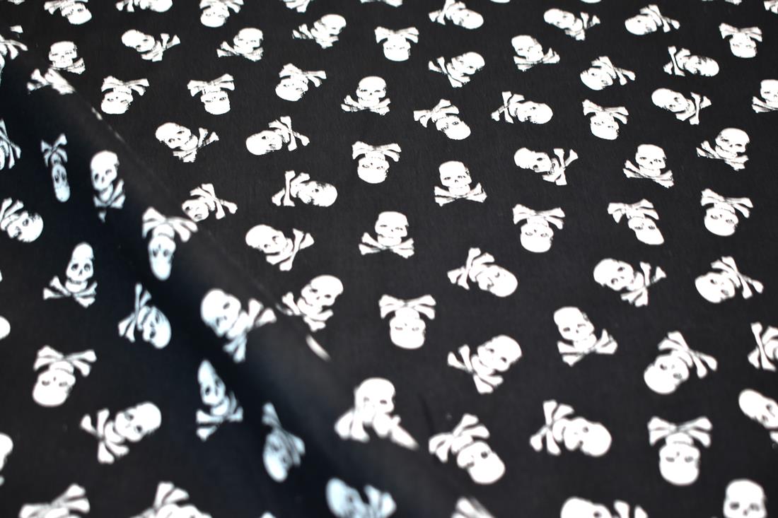 Black Skull Printed 100% Cotton Fabric