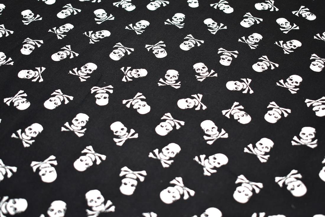 Black Skull Printed 100% Cotton Fabric