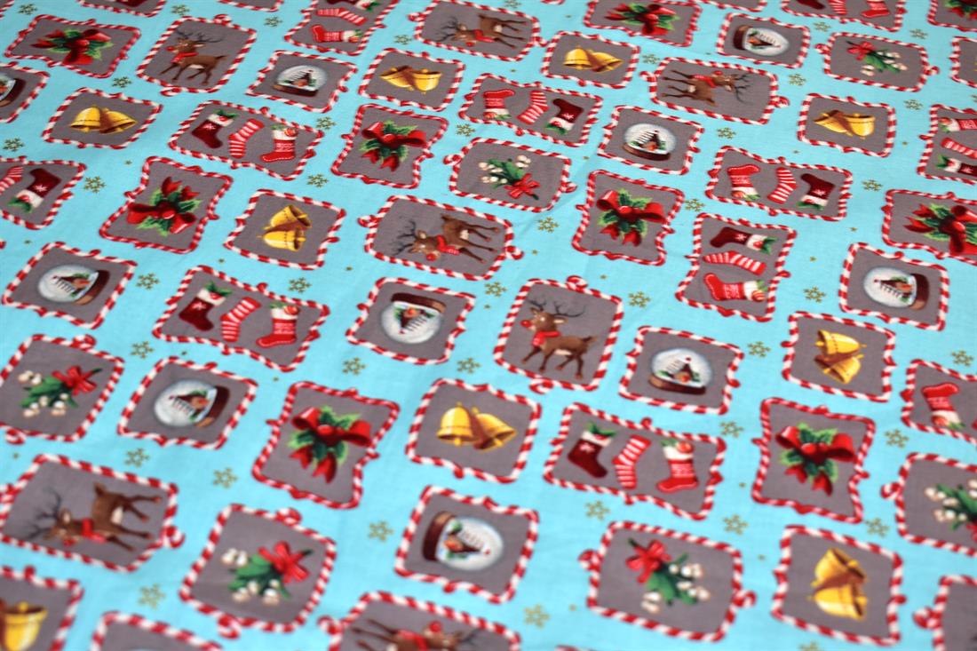 Blue Christmas Printed 100% Cotton Fabric
