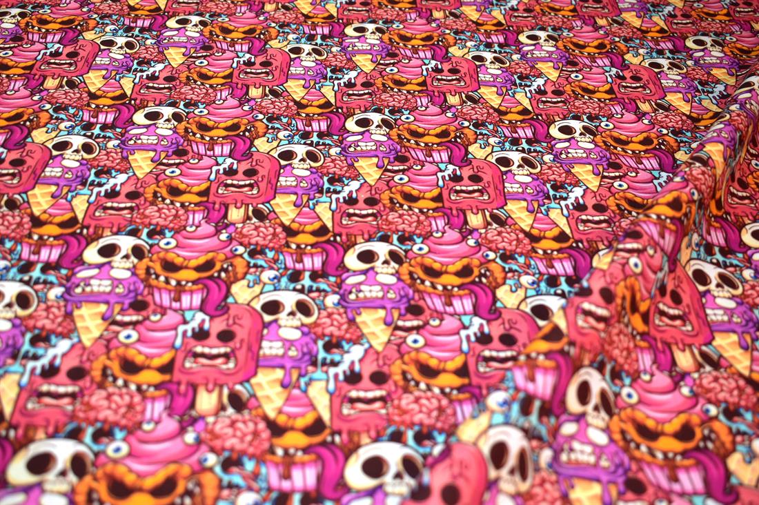 Pink Halloween Frightening Fancies Printed 100% Cotton Fabric