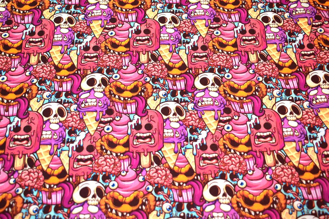 Pink Halloween Frightening Fancies Printed 100% Cotton Fabric