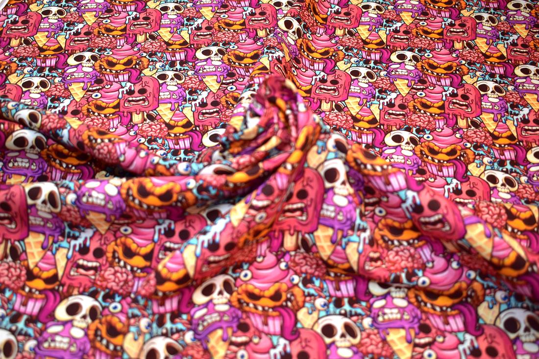 Pink Halloween Frightening Fancies Printed 100% Cotton Fabric