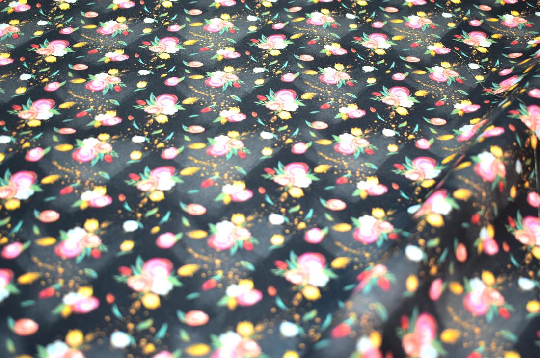 Black Sewing Printed 100% Cotton Fabric