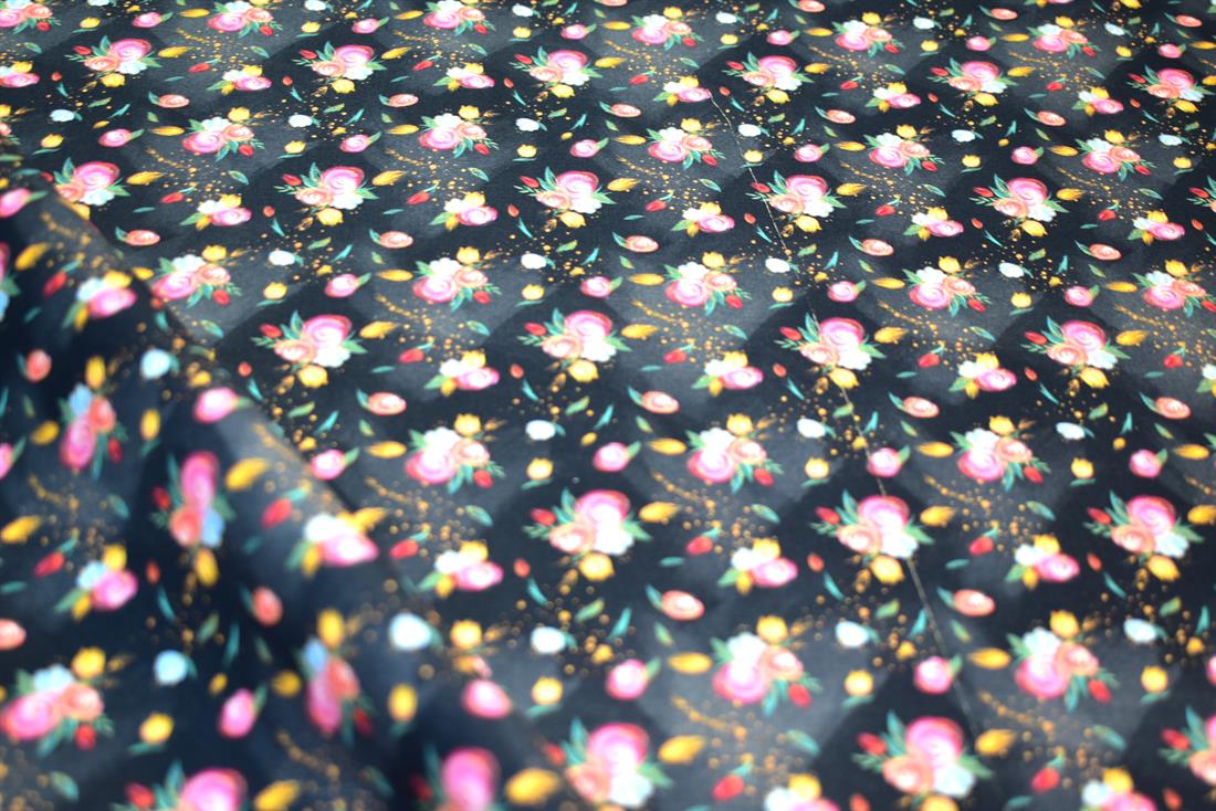 Black Sewing Printed 100% Cotton Fabric