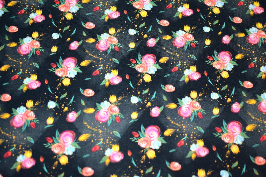 Black Sewing Printed 100% Cotton Fabric