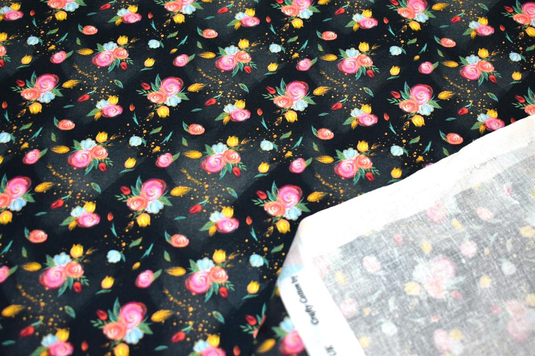 Black Sewing Printed 100% Cotton Fabric