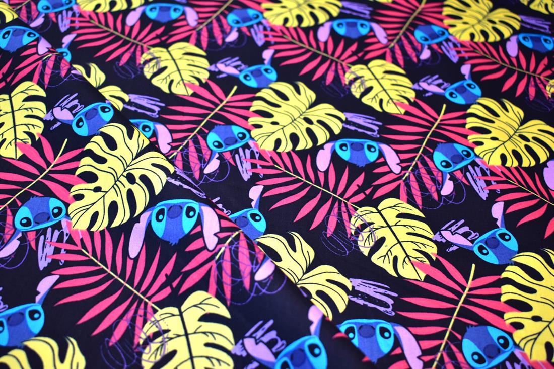 Black Leaf Printed 100% Cotton Fabric