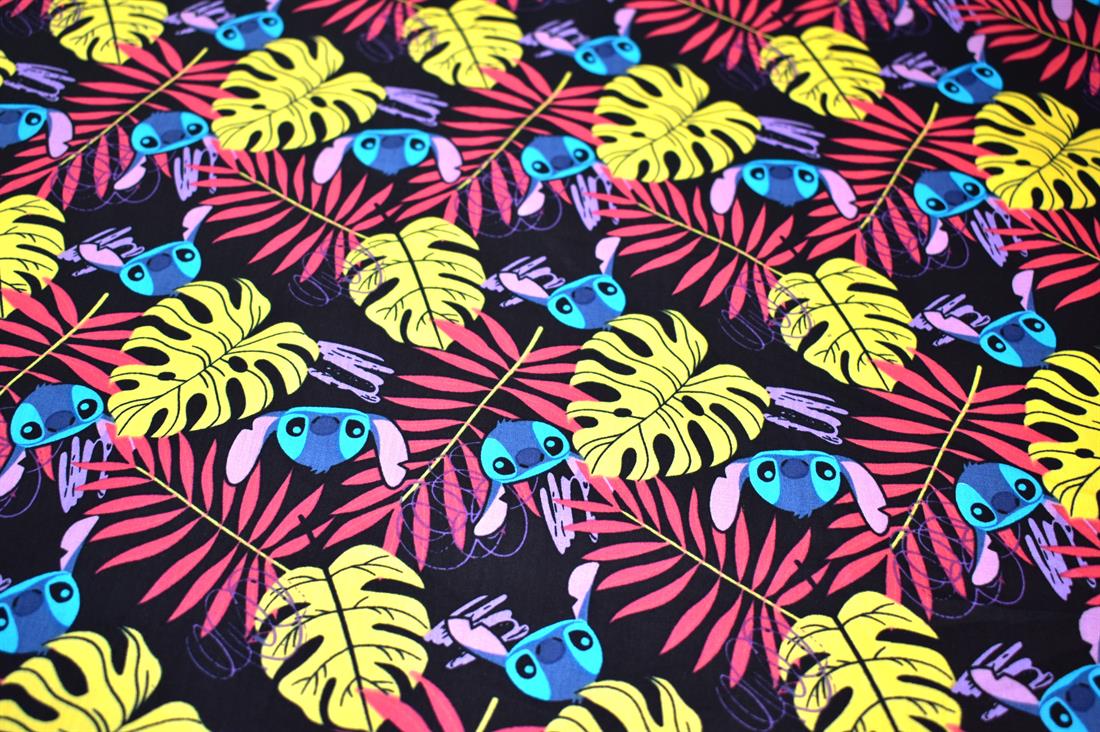 Black Leaf Printed 100% Cotton Fabric