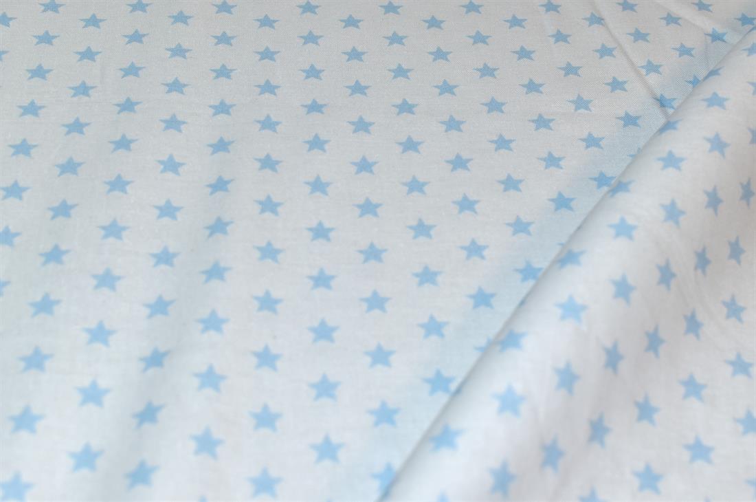 Light Blue Small Star Printed 100% Cotton Fabric