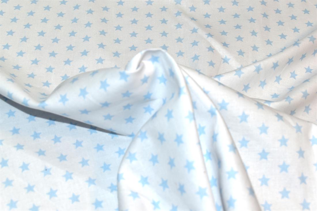 Light Blue Small Star Printed 100% Cotton Fabric