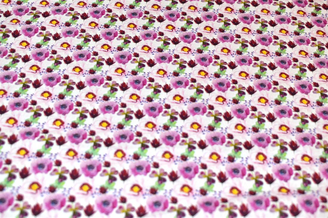 White & Pink Floral Printed 100% Cotton Fabric