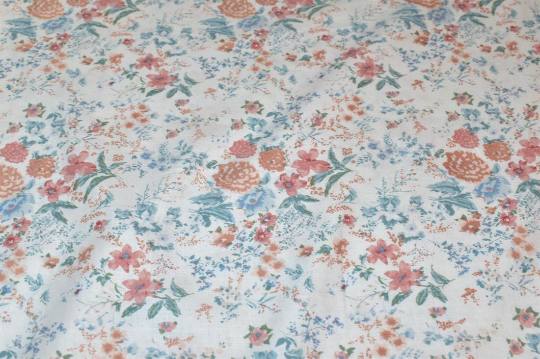Cream Floral Printed 100% Poplin