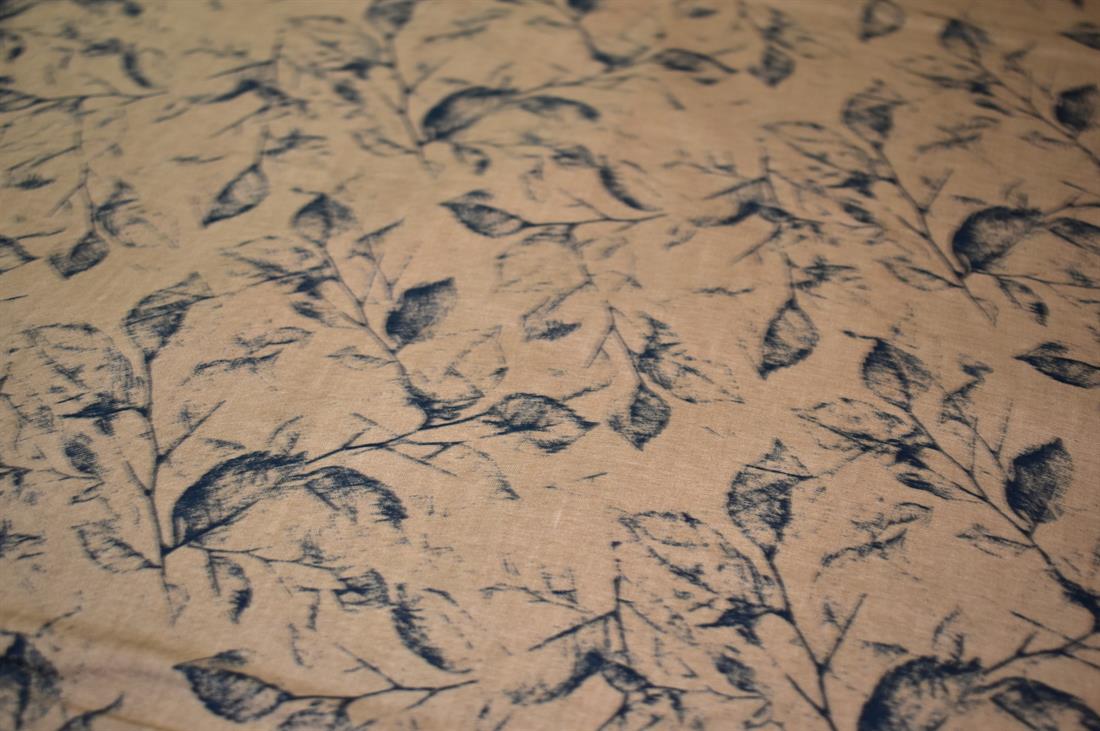 Light Brown Leaves Printed Cotton Poplin Fabric