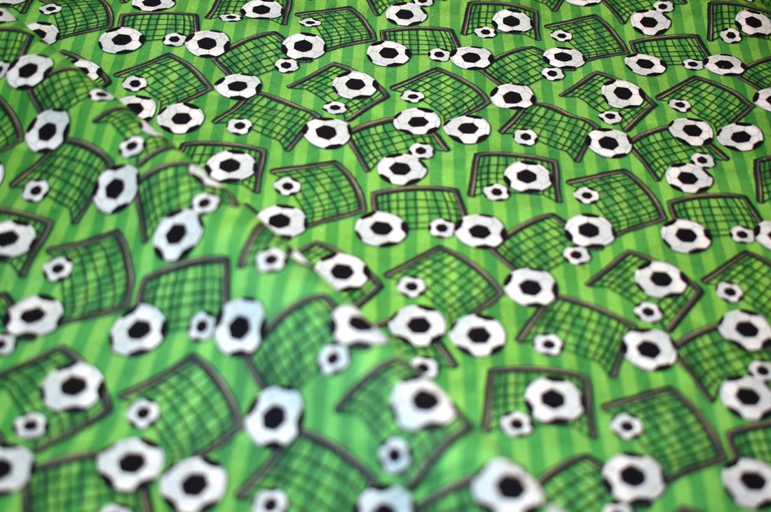 Green Football Printed 100% Cotton Fabric