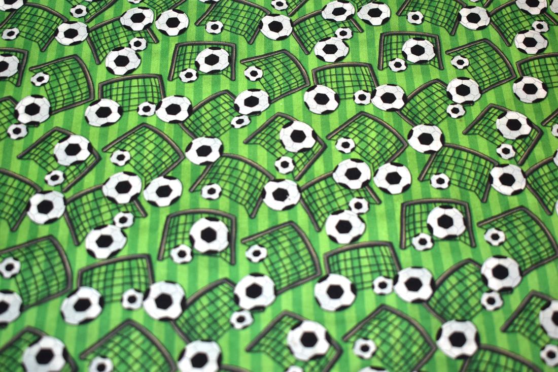 Green Football Printed 100% Cotton Fabric