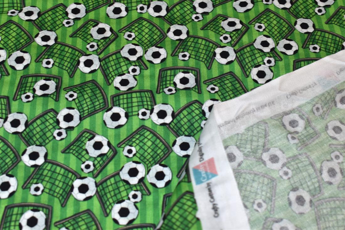 Green Football Printed 100% Cotton Fabric