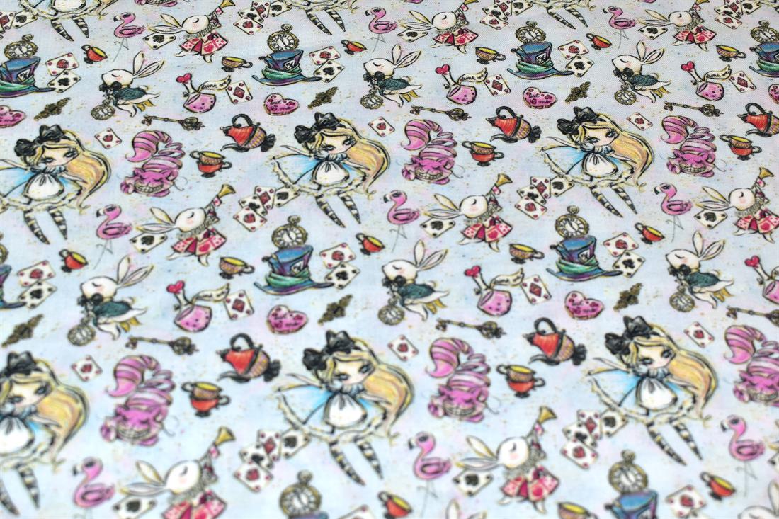 Light Blue Wonderland Printed 100% Cotton Fabric
