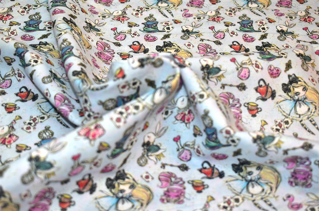 Light Blue Wonderland Printed 100% Cotton Fabric