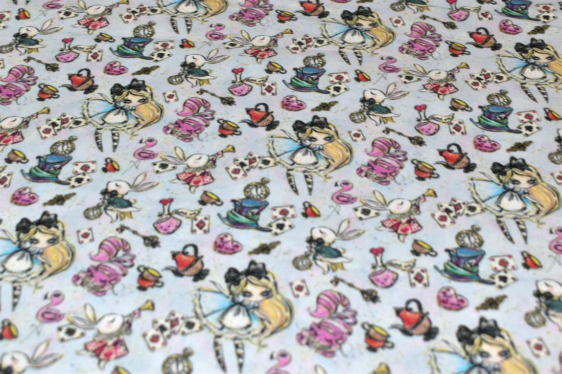 Light Blue Wonderland Printed 100% Cotton Fabric