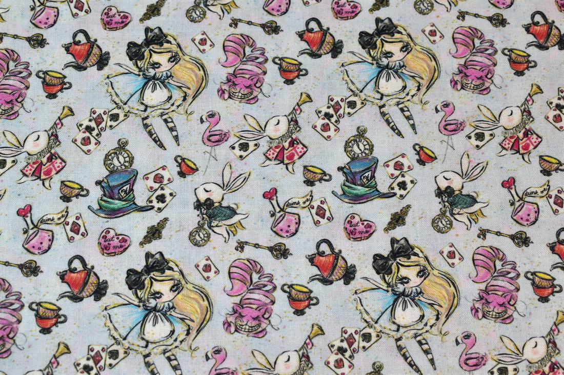 Light Blue Wonderland Printed 100% Cotton Fabric