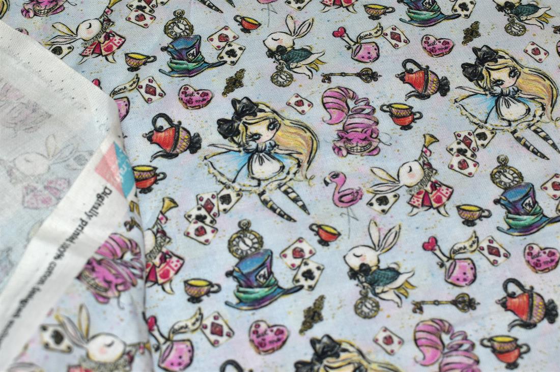 Light Blue Wonderland Printed 100% Cotton Fabric